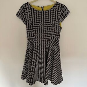 Anthropologie Maeve Jacquard Circle Skirt Dress Fit & Flare Sz 0 Cap Sleeve *E25